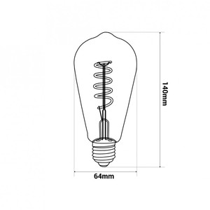 ST64 Dimmable <strong>LED</strong> <strong>Edison</strong> Bulb <strong>E27</strong>/<strong>E26</strong>/<strong>B22</strong> Glass Body with Spiral Flexible Soft <strong>Filament</strong> for Residential Use - Product Image 3