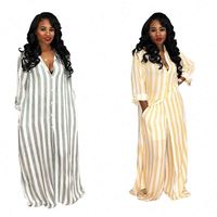 2019 nouveau décontracté 2 pièces ensemble femmes rayure imprimé long t-shirt haut + ample drapé pantalon large XXXL grande taille ensemble