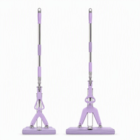 Serpillère en éponge PVA à essorage mains libres, sans contact avec l'eau, manche extensible réglable de 110 à 135 cm, absorption rapide, légère