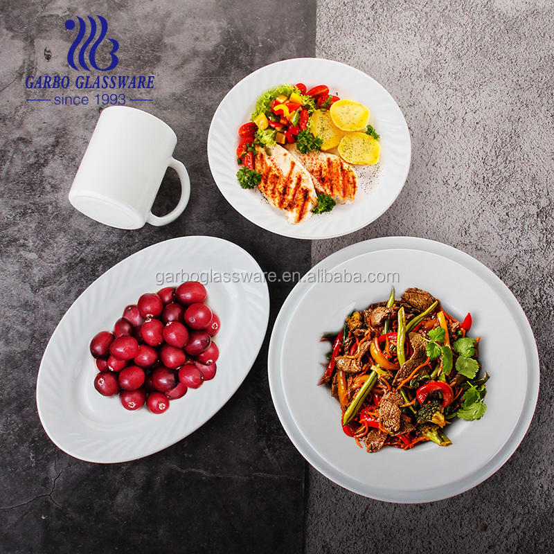 9pouce Assiette à Soupe Avec Fond Profond En Verre Opaline Bien Vendu En Europe En Afrique Plat à Soupe Logo Désign Personnalisé