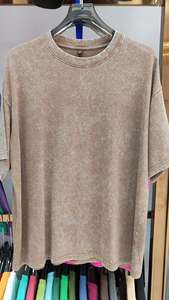 Maglietta di alta qualità in cotone 100% lavato con acido T-Shirt oversize da uomo maglietta Vintage lavata con pietra bianca - Product Image 4