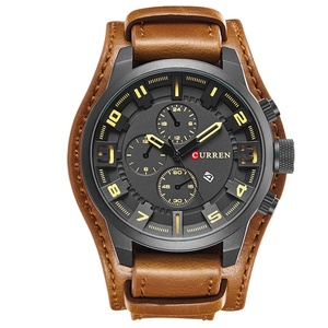 Montre à quartz Curren 8225, bracelet en cuir, mode, affaires, montre pour homme, vente en gros, six aiguilles, lumineuse, étanche, décontractée, sportive - Product Image 1