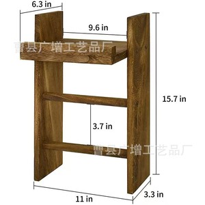 Toallero de Madera con 2 Barras y 3 Niveles, Estante Organizador de Almacenamiento para Baño, Montado en la Pared - Product Image 4