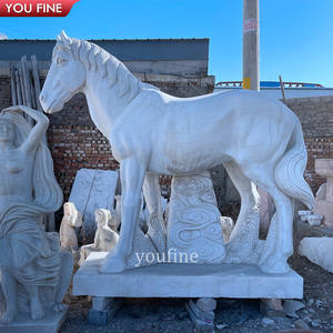 Scultura a grandezza naturale della statua del toro di marmo bianco intagliato a mano dell'ornamento del giardino - Product Image 6