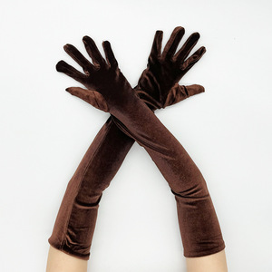 Fête de noël femmes hiver épaissir saphir <span class=keywords><strong>bleu</strong></span> or velours longs gants Cosplay Costume Performance dîner étiquette mitaines - Product Image 2