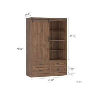 Armoire de rangement en MDF couleur personnalisée avec tringle de suspension, porte à charnières, <span class=keywords><strong>4</strong></span> tiroirs et 3 étagères pour salon – Fournisseur <span class=keywords><strong>d</strong></span>'usine - Product Image 4