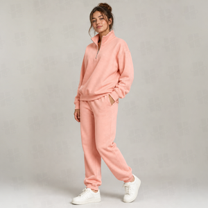 Sweat-shirt demi-zip en molleton pour femme, en coton épais, avec broderie, design personnalisé uni, style décontracté et confortable - Product Image 3
