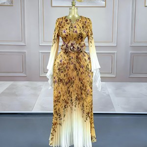 Robe plissée Tsuga de style européen en organza de haute qualité avec motifs imprimés - Product Image 5
