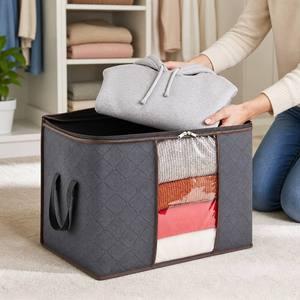 Bolsa de Almacenamiento para Edredones de 60L, Plegable, de Tela No Tejida, Organizador de Ropa y Ropa de Cama con Ventana y Cremallera, Asa Reforzada - Product Image 2