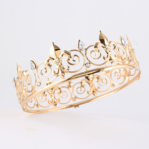 Tiara de Filigrana Dorada al por Mayor - Tocado de Flor de Lis con Diamantes de Imitación <span class=keywords><strong>para</strong></span> Novia, Boda, Baile de Graduación, Concurso, Fiesta, Disfraz, Cabello - Product Image 1