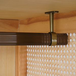 Armoire de chambre à coucher en rotin tissé naturel avec 2 portes cachées et tiroirs - Product Image 6