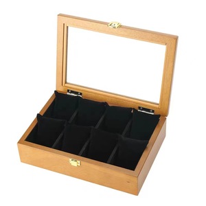Wooden <b>Watch</b> Box With Glass Lid 8 Compartment Display <b>Case</b> For Jewelry Bracelet Storage - Product Image 4