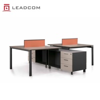 Poste de travail modulaire LEADCOM G-FN643M de classe E0 pour bureau ouvert, bureau de personnel face à face avec cloison de rangement pour bureau commercial