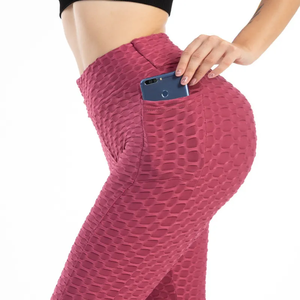 Scrunch Butt Lifting Textured Gym <b>Leggings</b> High Waisted Yoga Pants with Pocket Plus Size Workout Tummy Control Tights for Women - Product Image 2