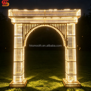 ซุ้มไฟคริสตัล LED หรูหรา สำหรับตกแต่งทางเข้างานแต่งงาน ฉากหลังทรงสี่เหลี่ยม แสงวอร์มไวท์ พร้อมเสาคริสตัล - Product Image 1