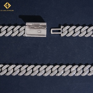 Collar de Cadena Cubana de Moissanita VVS de Plata 925 con Baño de Rodio para Hombre, Joyería Hiphop Premium al por Mayor - Product Image 3