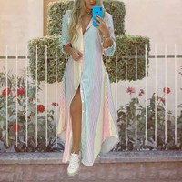 Nouvelle Robe Longue Chemise Sexy Tendance Printemps/Été 2026 pour Femmes Européennes et Américaines