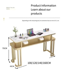 Table de manucure légère et luxueuse, moderne et simple, en pierre, nouvelle table de manucure simple ou double en métal pour salon de manucure - Product Image 6