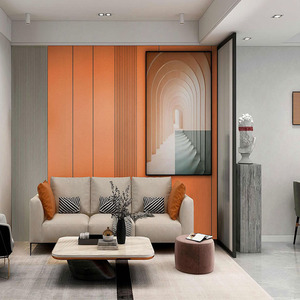 Hermers แผ่นไม้วีเนียร์ WPC ติดผนังลายเรขาคณิต<span class=keywords><strong>ส</strong></span>ีส้ม<span class=keywords><strong>ท</strong></span>ันสมัยสำหรับใช้กลางแจ้งและโรงยิม - Product Image 5