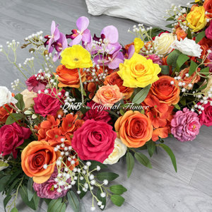 Corredor de flores artificiales de alta calidad decoración personalizada al por mayor corredor de flores naranjas para decoración de bodas - Product Image 5