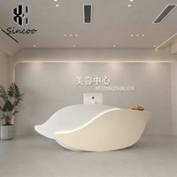 Comptoir de réception/caisse moderne en fibre de verre, design personnalisé, luxe, hauteur réglable, pour salon de manucure, spa, salle de sport, hôpital, supermarché