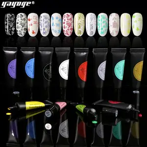 OEM toptan 8g 12 renkli tırnaklar  damga jel damgalama jel lehçe kapalı islatın nail art damgalama jel tırnak sanat için salon