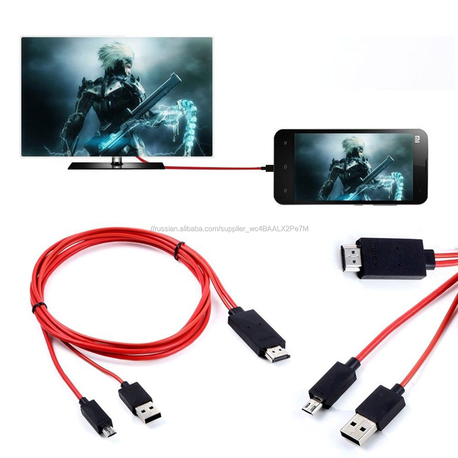 2 м MHL USB к HDMI HD TV кабель для Samsung Galaxy S5 S4 S3 Note2/3 Tab3 8,0/10,0