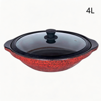 Casserole en céramique 4L à double usage (induction et flamme nue) avec couvercle en verre, écologique, compatible lave-vaisselle, style chinois