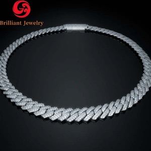 Collar Hip Hop de Plata de Ley 925 con Cadena de Moissanita VVS, Cadena Cubana de Oro Rosa, Collar de Eslabones Cubanos de Miami - Product Image 1