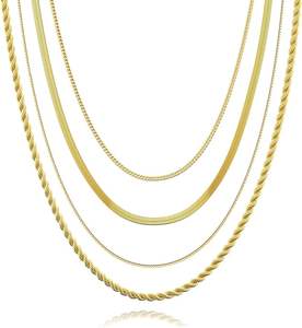 Cổ điển <span class=keywords><strong>18K</strong></span> vàng thép không gỉ tối giản Lớp Chuỗi Xoắn Giấy liên kết vòng cổ thiết kế đơn giản cho món quà - Product Image 4