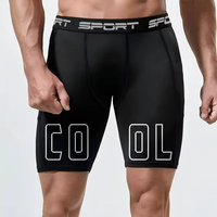 Shorts de sport à compression haute élasticité pour hommes, motif alphabet en polyester COOL pour les passionnés d'athlétisme, course à pied, cyclisme, yoga