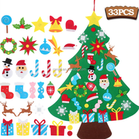 Arbre de Noël en feutre écologique pour enfants - Ensemble de bricolage détachable de 97 cm avec velcro pour les tout-petits (32 pièces, sûr et réutilisable)