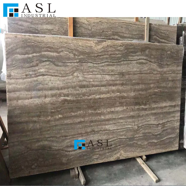 Silver Travertine Marble Grey Grounding Color Brown Stone Natural For Decoration Real State Project Tiles Cut to Size Jumbo Slab