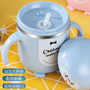 Vaso infantil de acero inoxidable con pajita de 300 ml con graduaciones para que beban los niños pequeños - Product Image 2