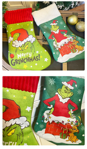 Nouveau décor d'arbre <span class=keywords><strong>de</strong></span> noël drôle vert grinched chaussettes <span class=keywords><strong>de</strong></span> noël vert cheveux monstre décor cadeaux <span class=keywords><strong>de</strong></span> noël chaussettes sacs <span class=keywords><strong>de</strong></span> bonbons - Product Image 3