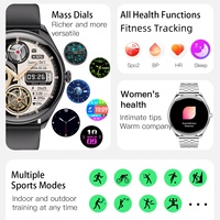 Reloj Inteligente MT55 AMOLED 466x466 IP68 Resistente al Agua, Múltiples Modos Deportivos, Monitor de Frecuencia Cardíaca, Presión Arterial, SpO2, Sueño, Salud Femenina