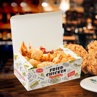 Boîte à poisson et frites en papier kraft de qualité alimentaire personnalisée, laminage mat, emballage à emporter pour la restauration rapide, boîte à poulet frit, frites, sushis
