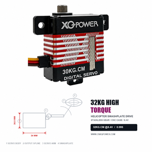Servomoteur sans noyau étroit XQ-POWER XQ-S2230F 32KG CNC, boîtier tout aluminium, étanche, 8.4V, pour hélicoptère et avion (vente en gros) - Product Image 3