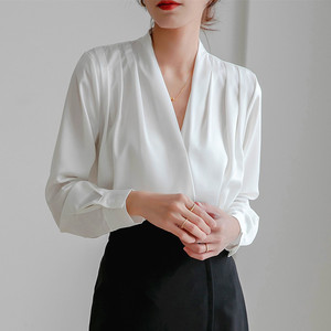 <span class=keywords><strong>Camisa</strong></span> <span class=keywords><strong>Blanca</strong></span> <span class=keywords><strong>de</strong></span> Primavera 2026 al por Mayor, <span class=keywords><strong>Camisa</strong></span> <span class=keywords><strong>de</strong></span> Manga Larga para Mujer, Diseño Francés, Estilo Retro, Top <span class=keywords><strong>de</strong></span> Seda, <span class=keywords><strong>Camisa</strong></span> Profesional <span class=keywords><strong>de</strong></span> Satén - Product Image 4