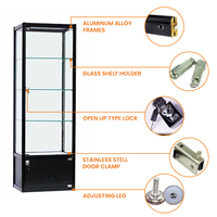 Freistehende LED-Glas-Schmuckvitrine Abschließbare Aluminium-Gehärtetes-Glas-Vitrine für Einzelhandelsgeschäfte Maßgefertigt Großhandel