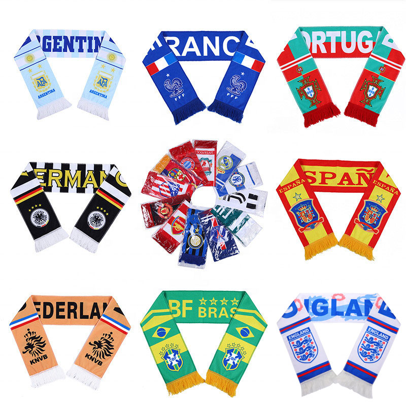 Высококачественный футбольный фан-клуб, 100% полиэстер, индивидуальный дизайн, шарф для футбольной команды