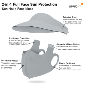 New Fashion Summer Lightweight Foldable UPF 50+ Ice Silk Unisex Sun Visor Cap Mask Sports Caps with Long Neck Flap - Product Image 4