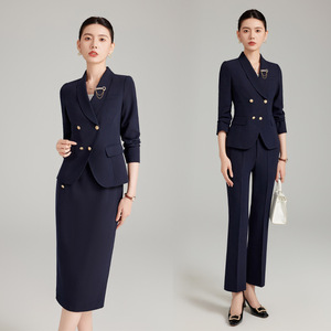 Women's Formal Suit Set Midi Skirt Wool Blend Anti-Wrinkle Workwear Office Wear - Product Image 4