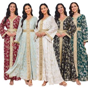 Mode femmes musulmanes <span class=keywords><strong>caftan</strong></span> robes <span class=keywords><strong>or</strong></span> impression estampage <span class=keywords><strong>caftan</strong></span> Abaya Robe arabe dubaï femmes musulmanes <span class=keywords><strong>Caftan</strong></span> Robe avec <span class=keywords><strong>ceinture</strong></span> - Product Image 1
