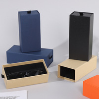 Boîte à tiroir en papier kraft noire avec coulisseau, étui à lunettes, rouge à lèvres orange, boîte cadeau pour lunettes de soleil, vente en gros
