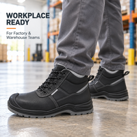 Bottes de sécurité personnalisées S1P EN ISO 20345 en cuir croûte, chaussures de travail montantes avec doublure en maille, bande réfléchissante et double semelle en PU – Vente en gros