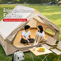 Tente de camping gonflable sur mesure de 6,3 m² pour 2-3 personnes, imperméable, coupe-vent, en Oxford 300D, avec pompe et fenêtre de toit