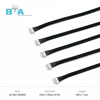 Câble de raccordement 4 broches pas de 1,50 mm vers fil nu étamé de 3 mm, 160 mm/0,52 pi, UL1061 26AWG noir pour connexion interne d'électronique grand public
