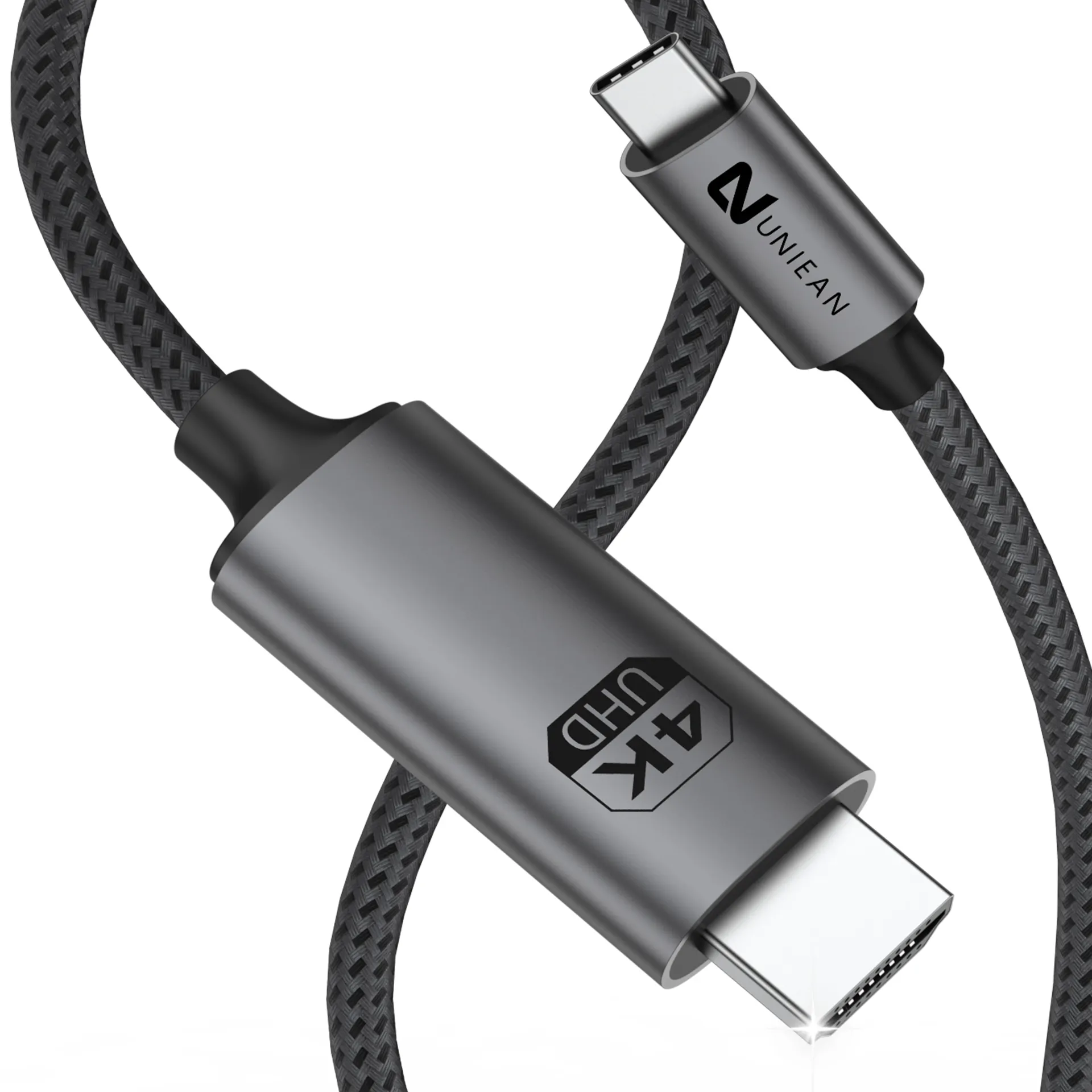 UNIEAN MacOS 노트북 및 유형 C 포트가있는 모바일 장치 용 대형 화면 수-수 USB 유형 C to HDMI 4K 60HZ 케이블 즐기기