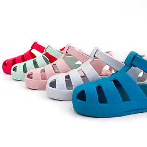 OEM الأطفال للجنسين الصيف البلاستيك مصارع شقة الأحذية لصبي مخصص عالية الجودة PVC الاطفال الفتيات صنادل هلامي